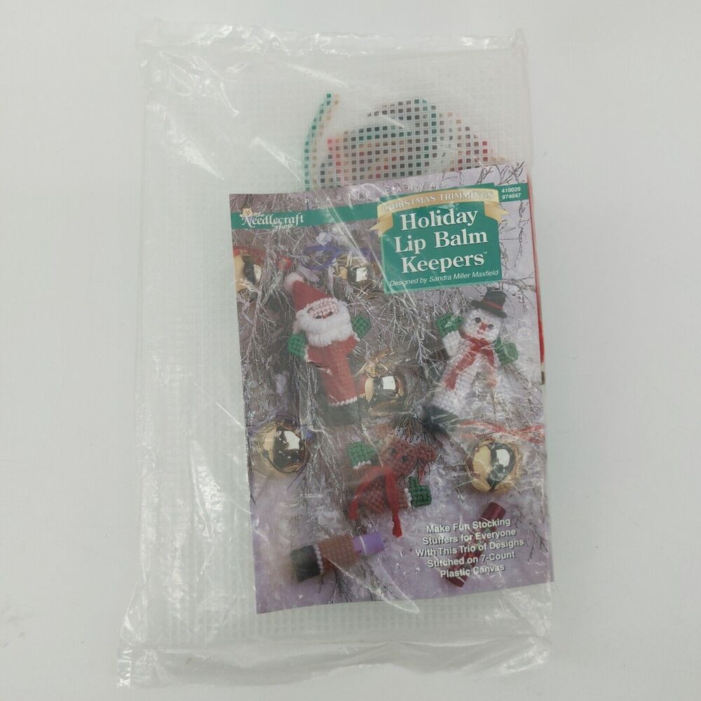The Needlecraft Shop Christmas Trimmings Holiday Lip Balm Keepers Snowman Santa